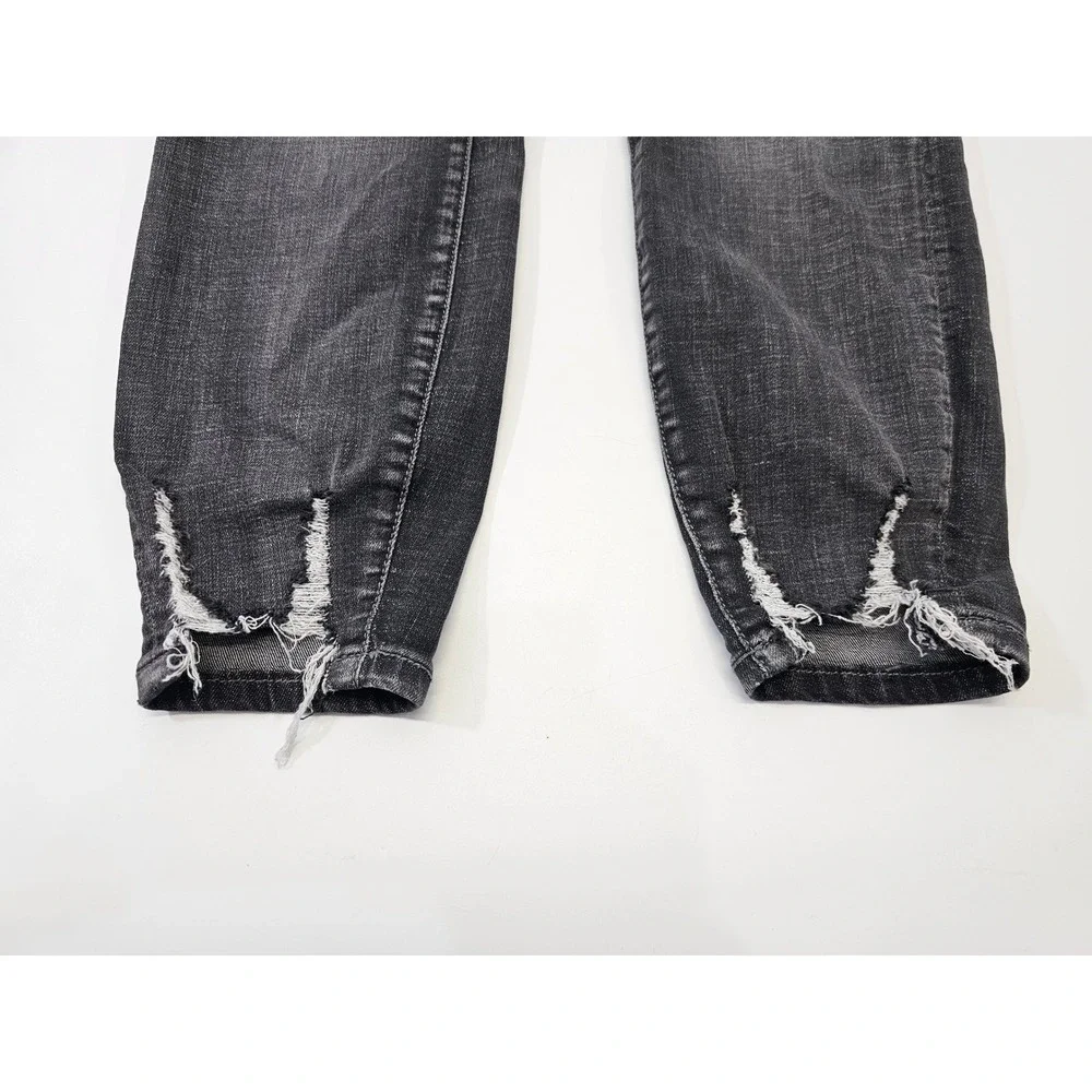 Liverpool LA Womens The High Rise Skinny Jeans Gray Distressed Button Fly Size 6